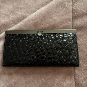 Patent Croc-Embossed Wallet in Black - Unbranded